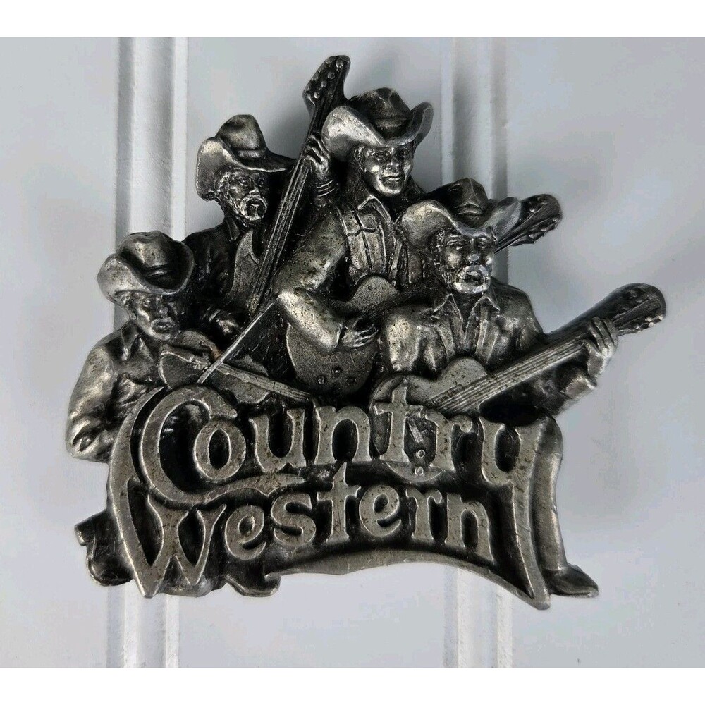 Vintage 1981 Bergamot Brass Works Country Western Belt Buckle USA Music Cowboy